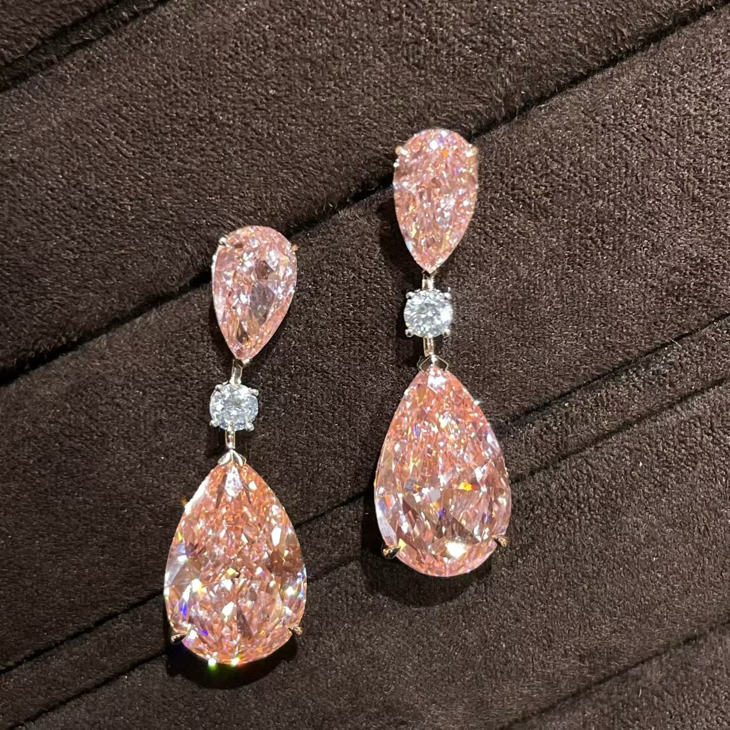 Rosalie Fancy Vivid Pink Lab-Grown Diamond Drop Earrings — product photo 1 of 4
