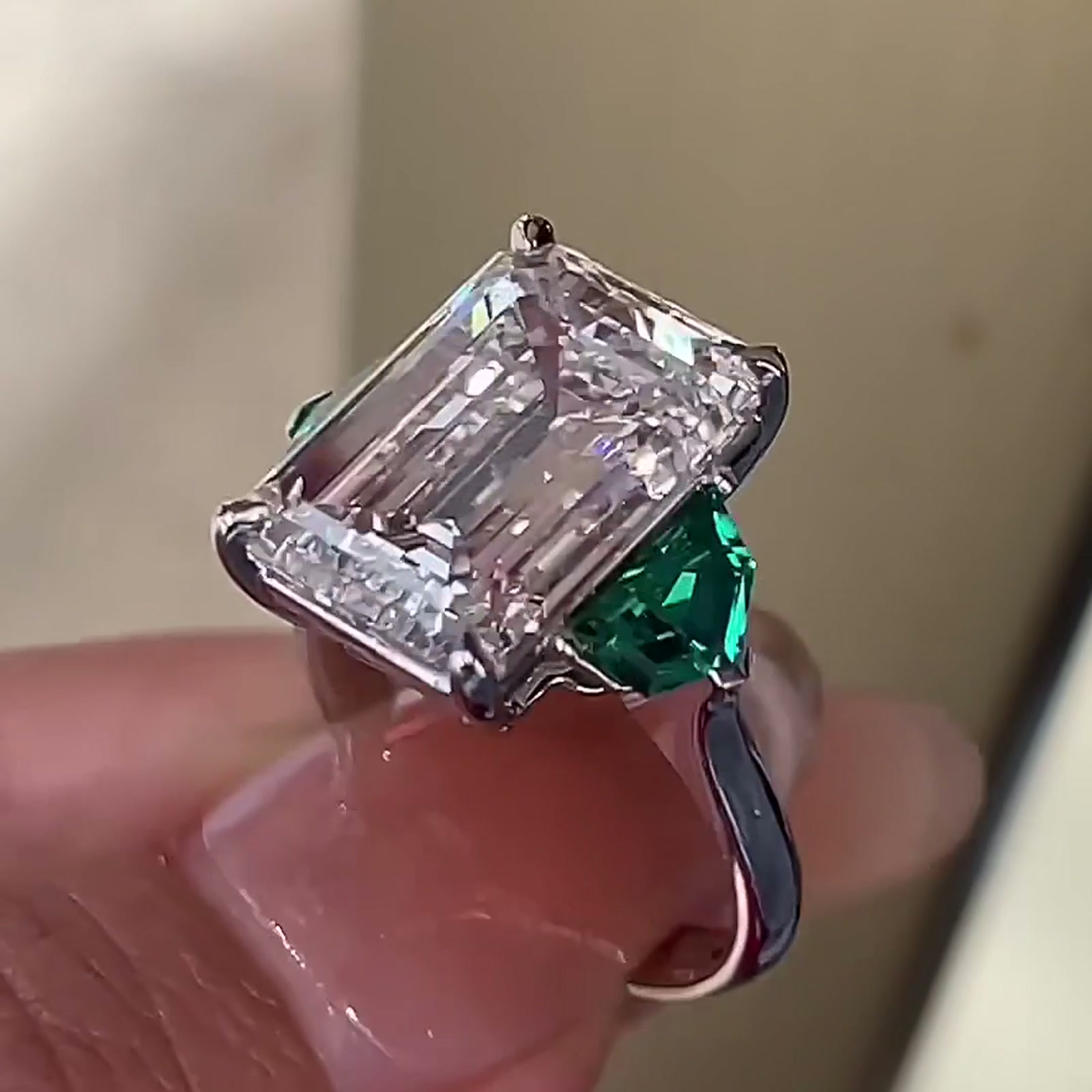 Emerald-Cut Lab-Grown Diamond Three-Stone Ring — product photo 3 of 4