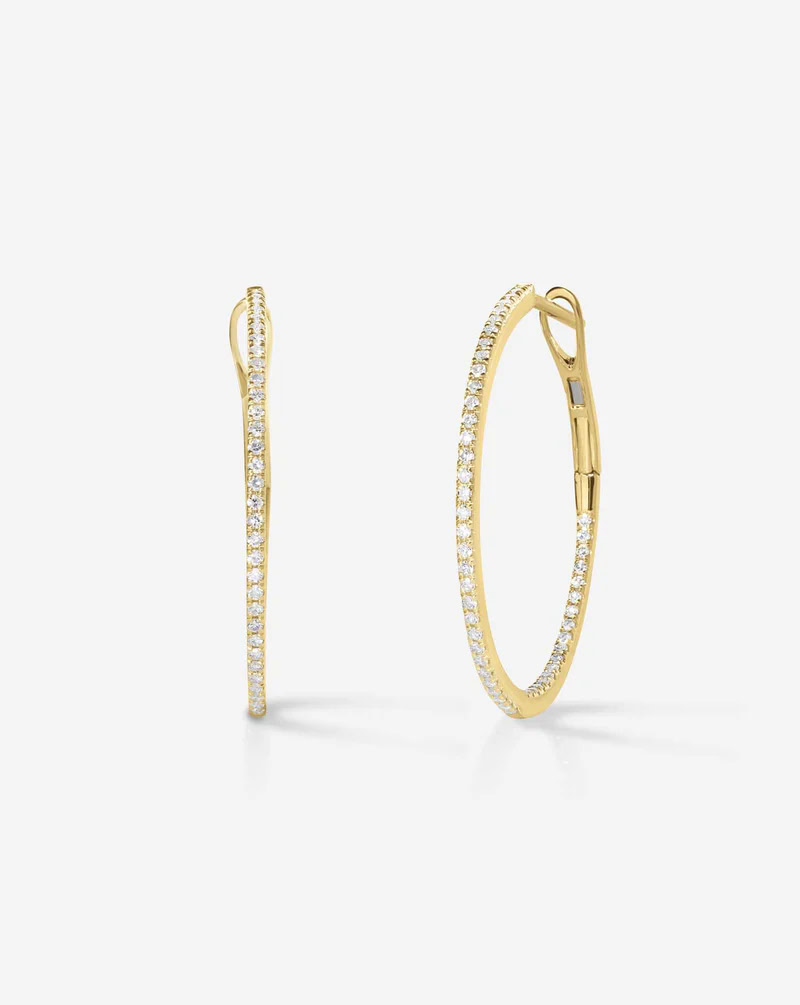 Large Lab-Grown Diamond Hoop Earrings in 14K Gold — product photo 1 of 6