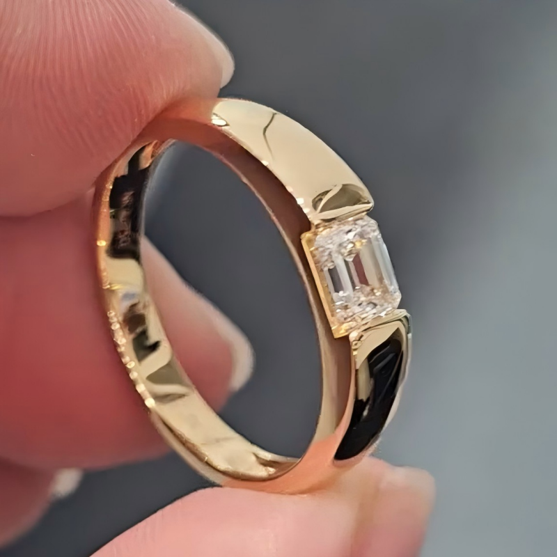 Architect Unisex Minimalist Emerald-Cut Lab Grown Diamond Band Ring — product photo 3 of 5