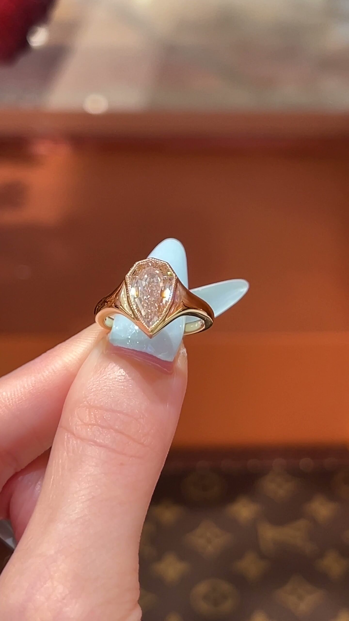 Sienna Stepped Pear Halo Champagne Lab-Grown Diamond Ring — product photo 1 of 3