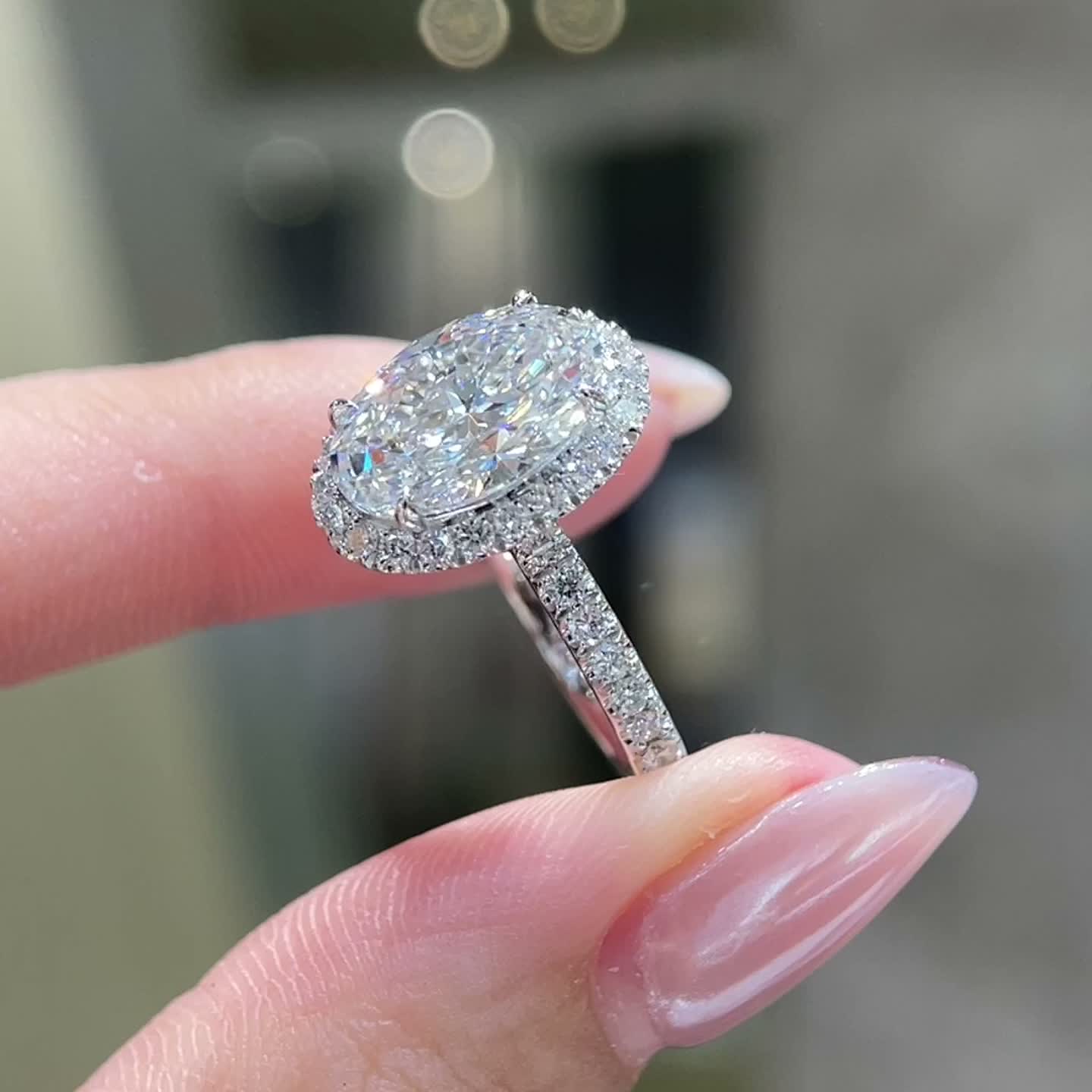 3.10ct Oval Halo Diamond Ring — product photo 2 of 4