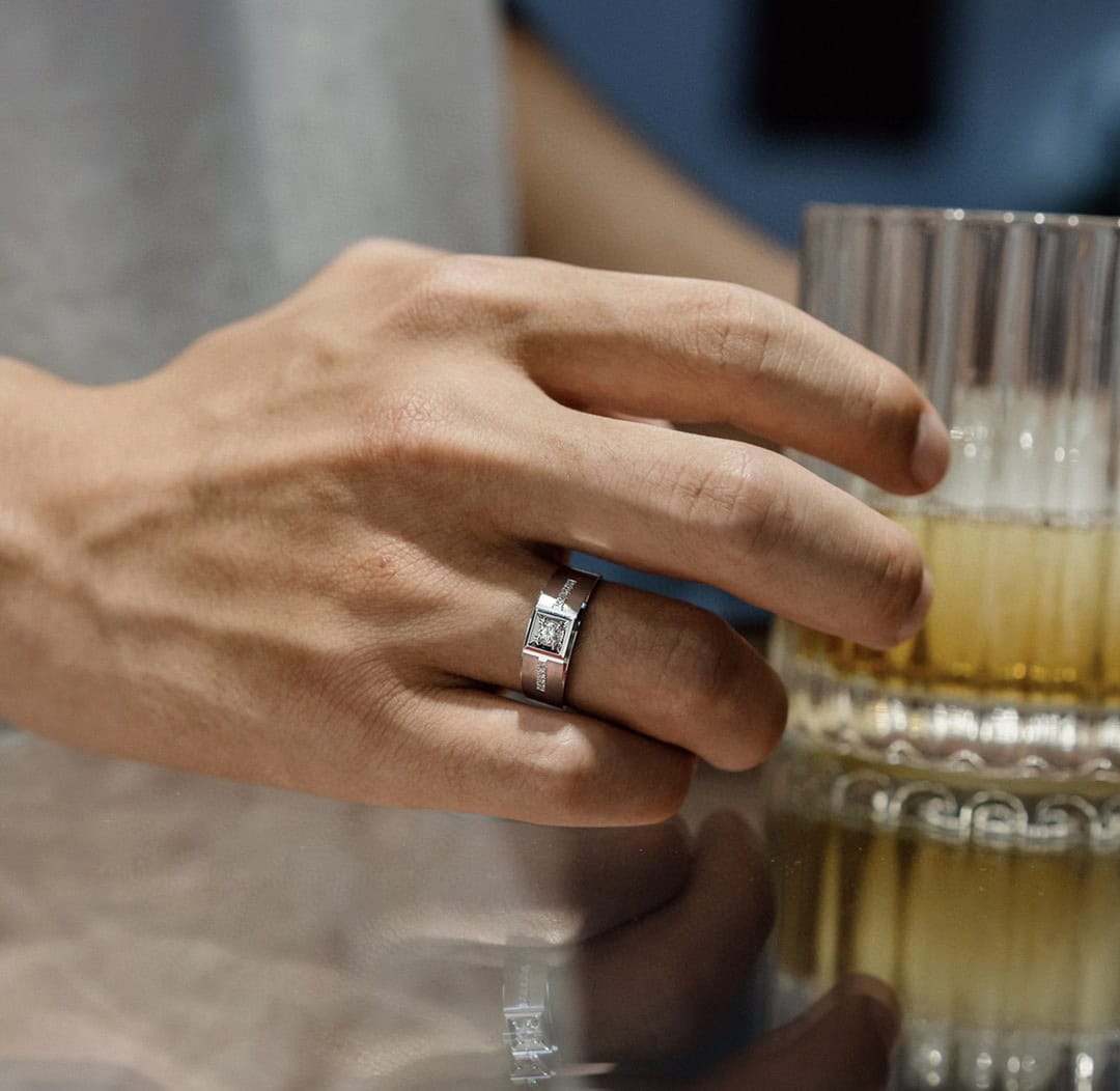 CNC04 Platinum Men’s Rings – CNC Crafted Heavyweight Luxury Diamond Ring — product photo 4 of 6