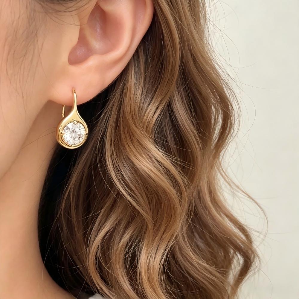 Aurelia 3ct Total Lab-Grown Diamond Drop Earrings | Old Money Bubble Bezel Style — product photo 2 of 6