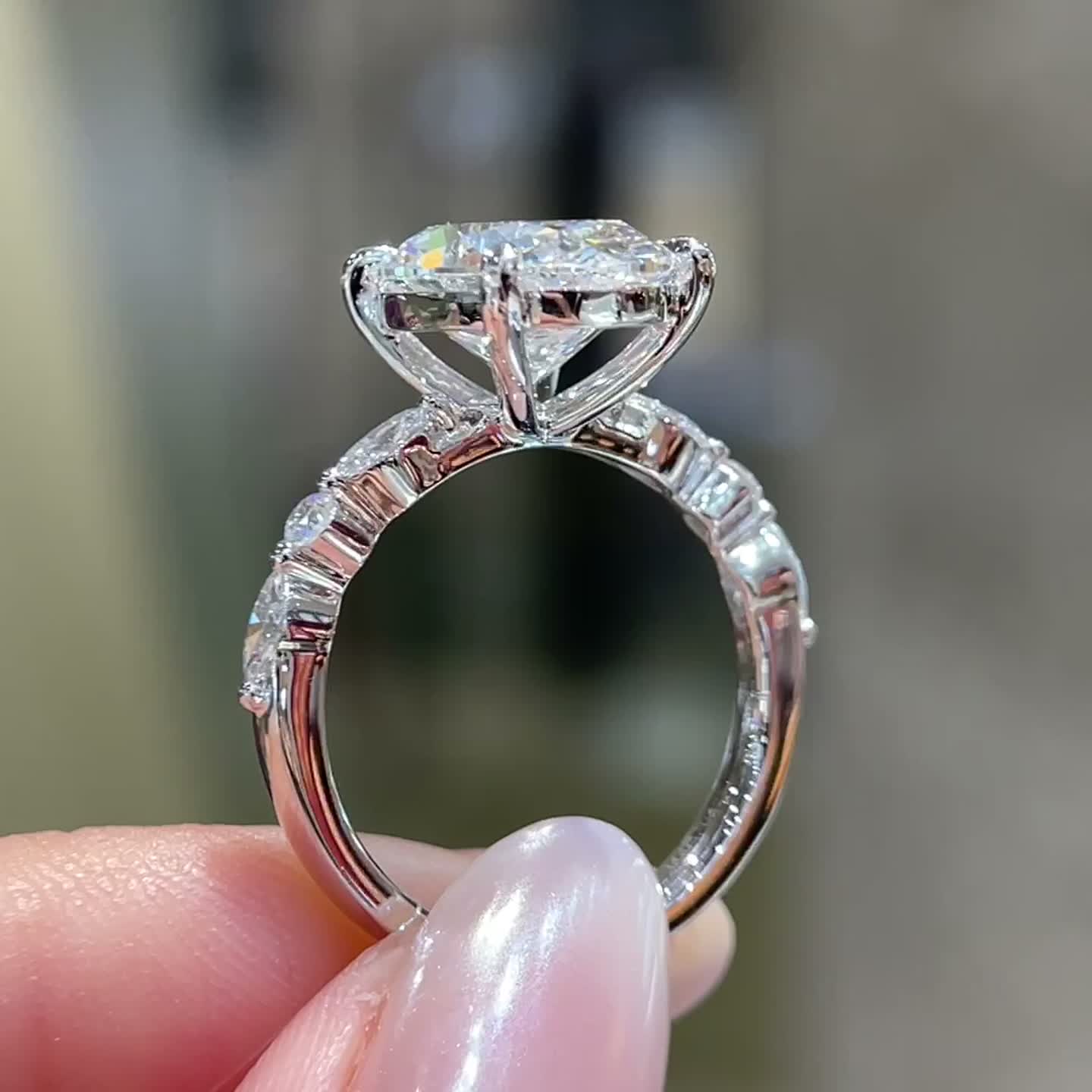 5.03ct Oval Three-Stone Diamond Ring — product photo 3 of 4