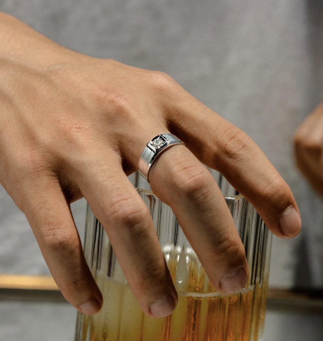 CNC01 Platinum Men’s Rings – CNC Crafted Heavyweight Luxury Diamond Ring — product photo 5 of 5