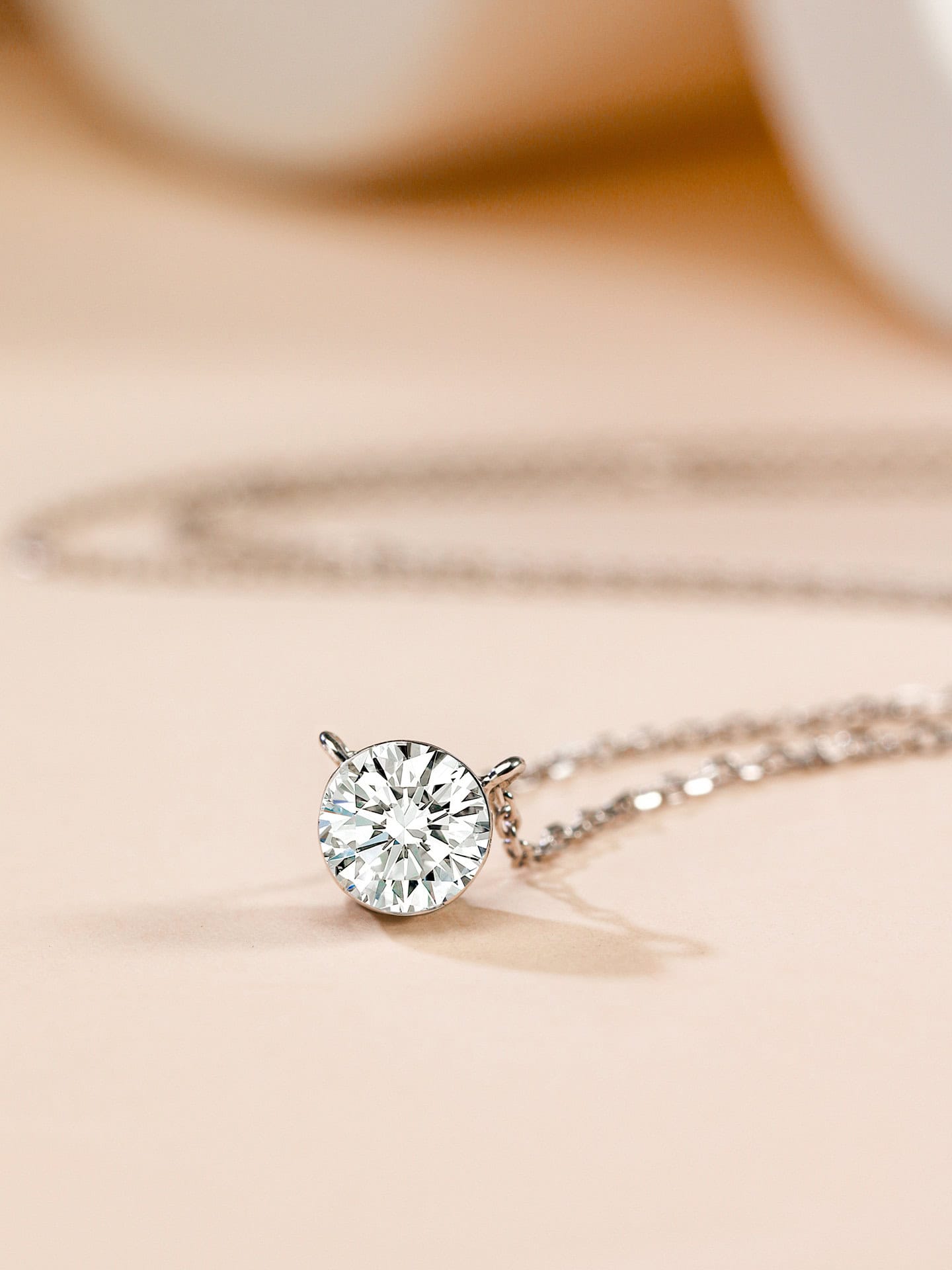 Prongless Floating Diamond Bubble Pendant Necklace Solitaire — product photo 6 of 6