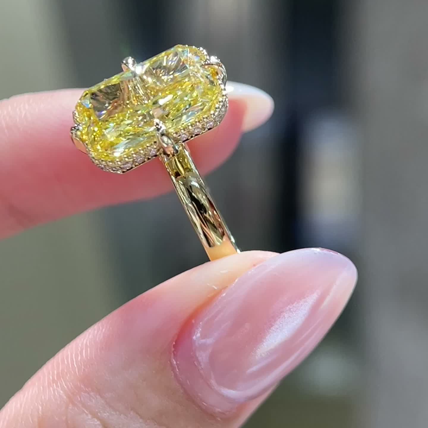 5.02ct Yellow Radiant-Cut Diamond Ring — product photo 2 of 4
