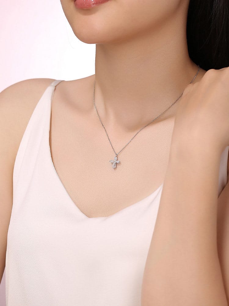 Invisible-Set Cross Lab-Grown Diamond Necklace — product photo 2 of 6