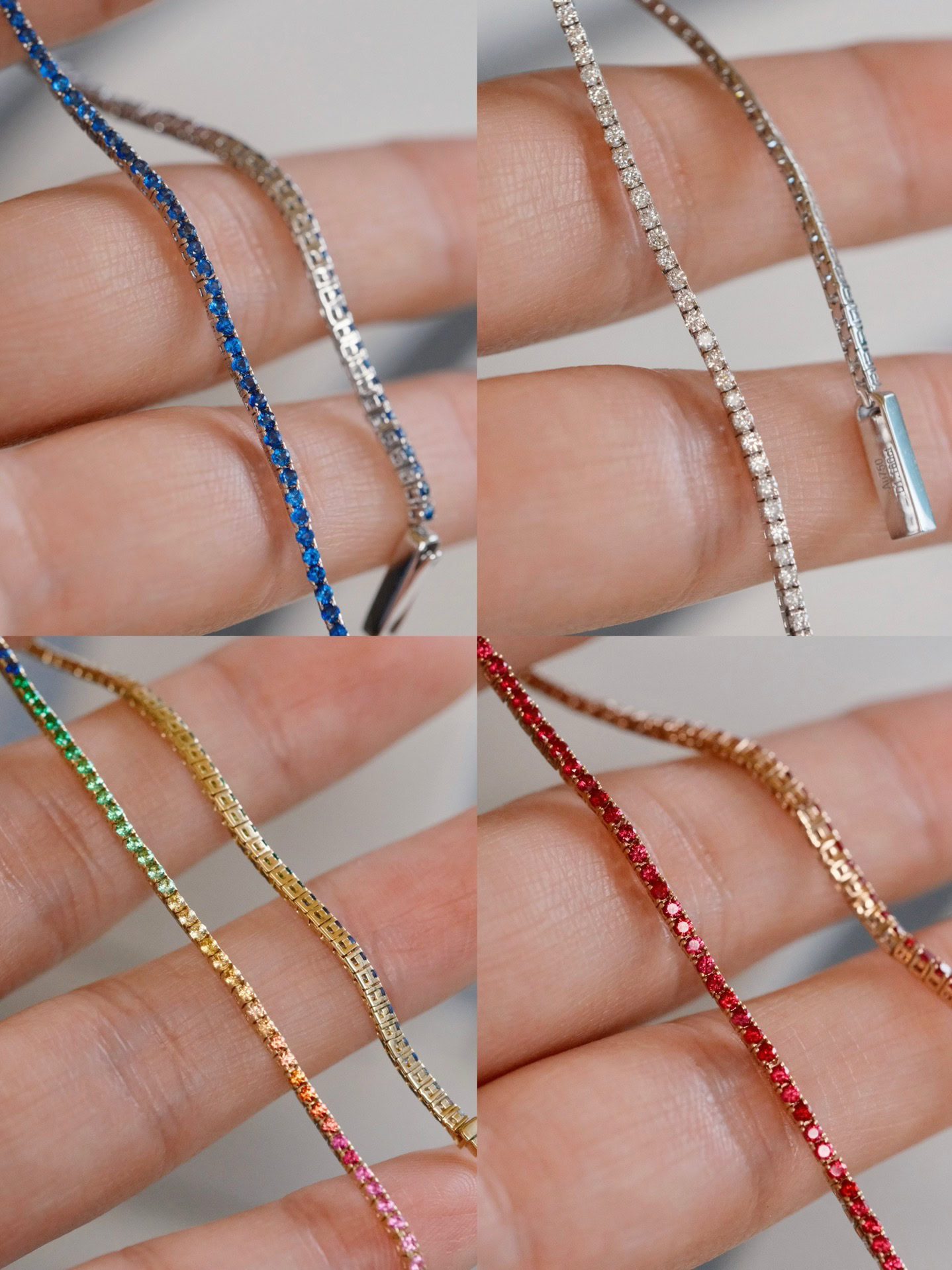 Elodie Ultra-Fine Lab Diamond & Gemstone Tennis Bracelet | 18K Gold — product photo 5 of 6