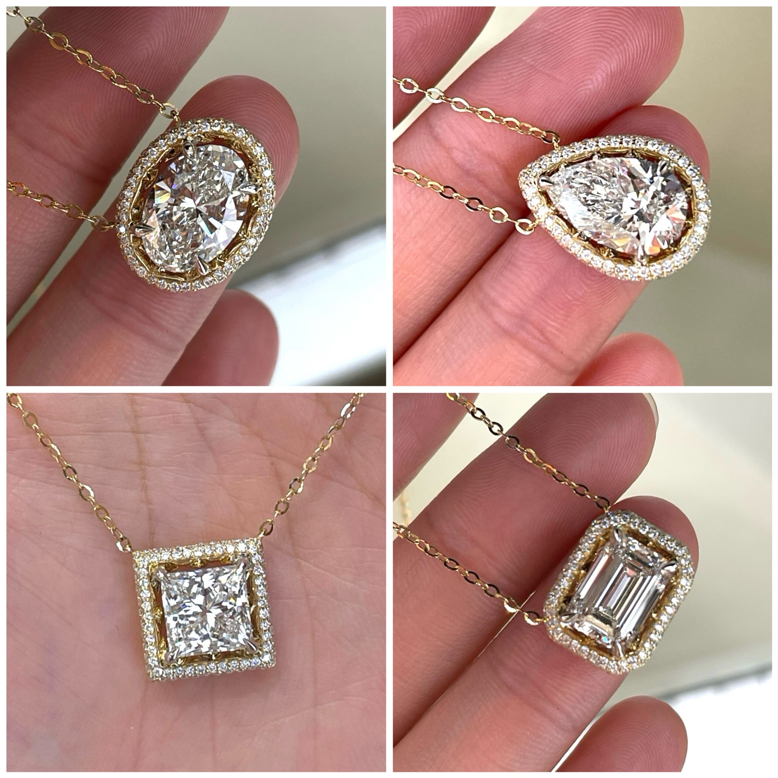Odette Two-Tone Halo Lab Diamond Necklace Collection — product photo 1 of 6