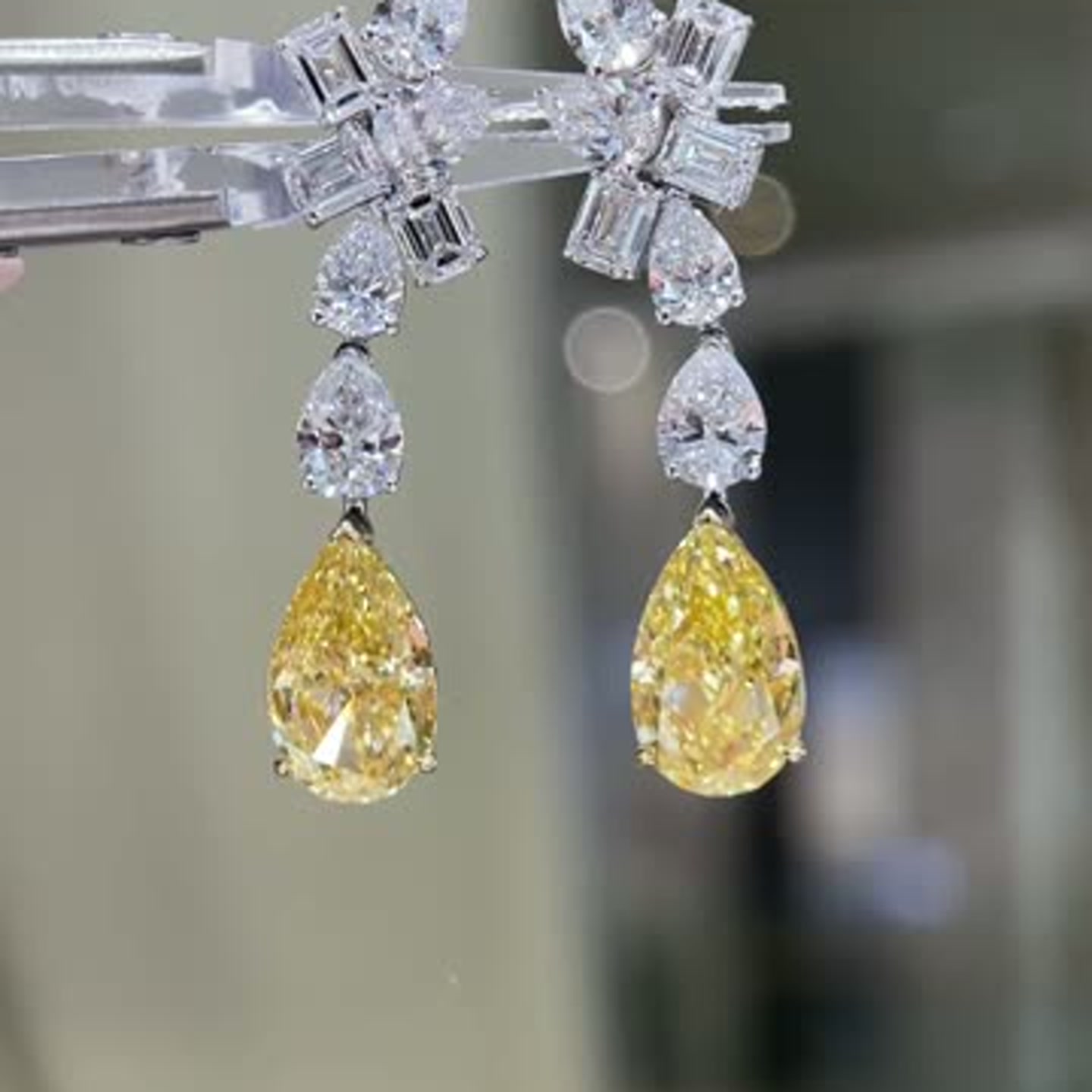 Aurelia Yellow Pear Lab-Grown Diamond Drop Earrings — product photo 1 of 4