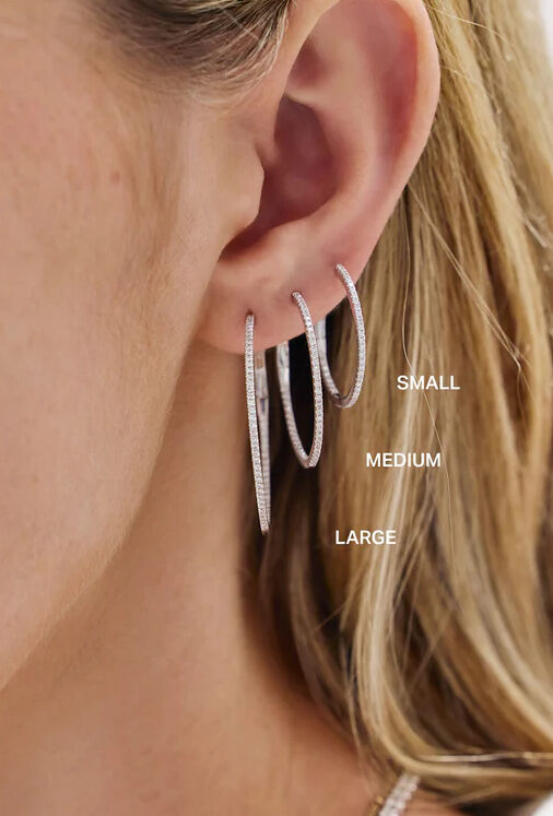Large Lab-Grown Diamond Hoop Earrings in 14K Gold — product photo 2 of 6