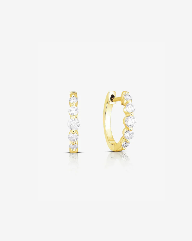 Graduated Single-Prong Lab-Grown Diamond Huggie Earrings — product photo 1 of 6
