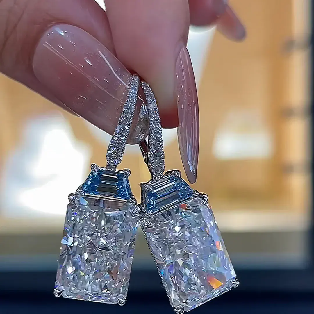 22.10ct Radiant-Cut Lab-Grown Diamond Drop Earrings — product photo 1 of 5