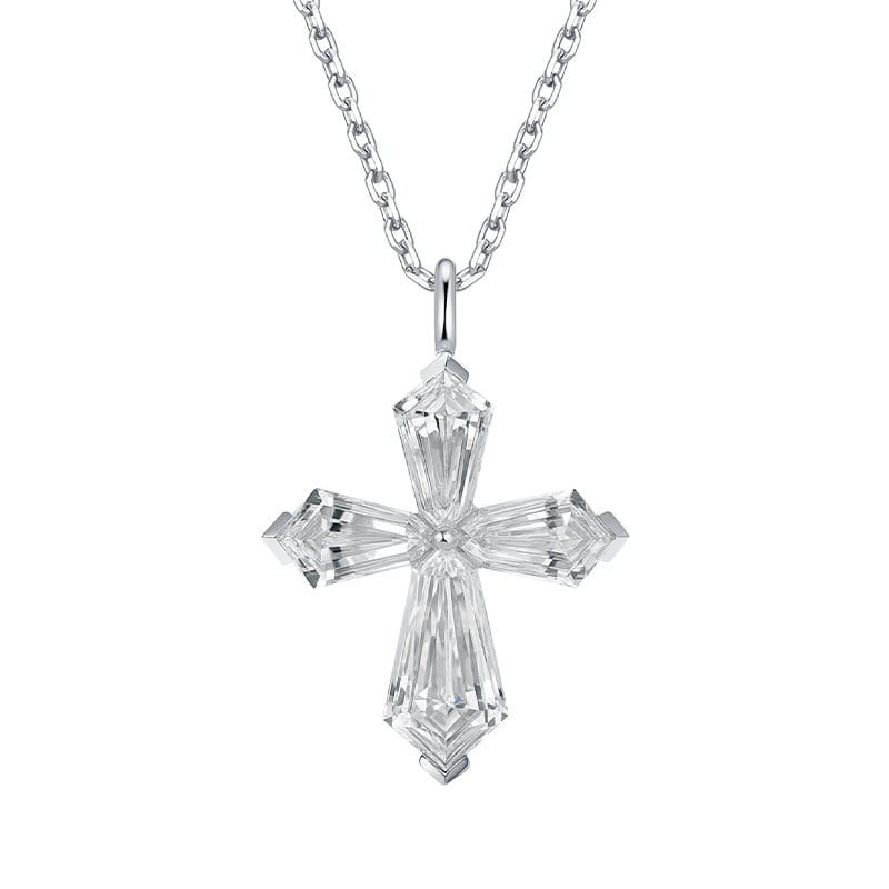 Invisible-Set Cross Lab-Grown Diamond Necklace — product photo 1 of 6