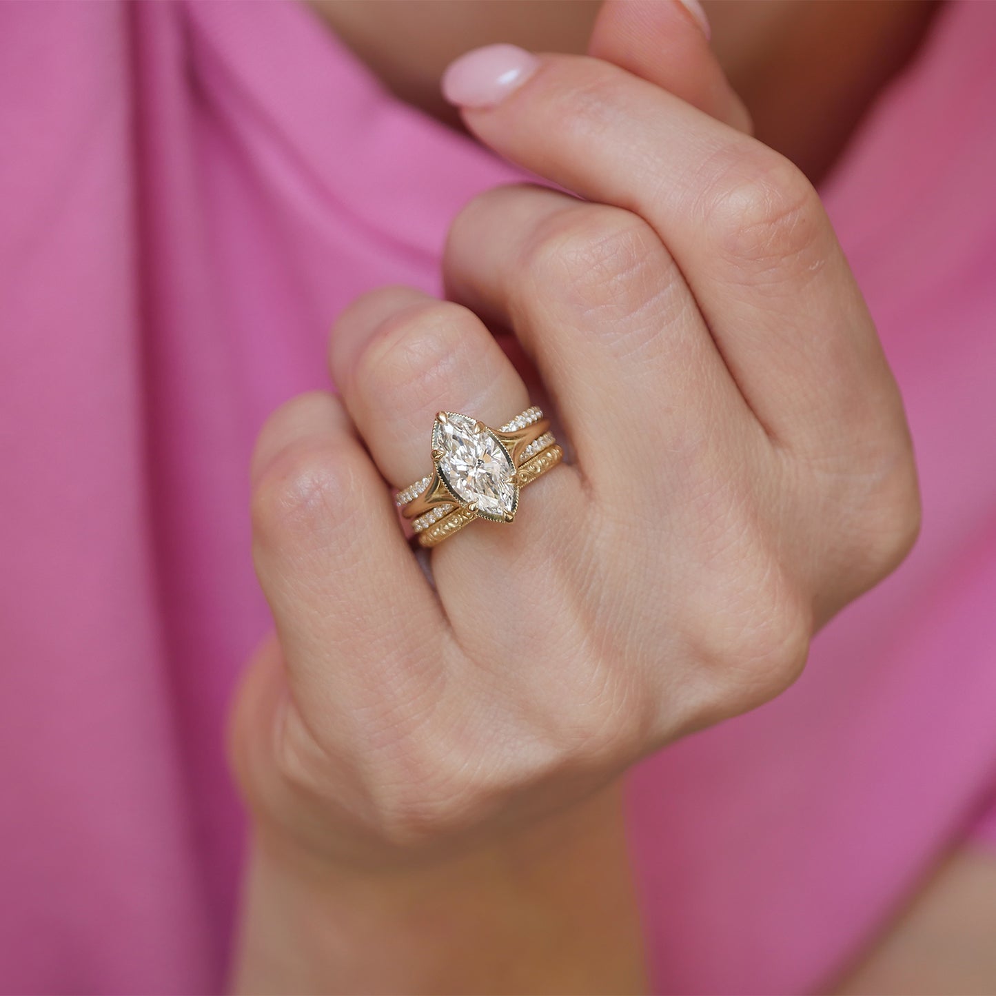 Split Shank Marquise Lab-Grown Diamond Solitaire Ring — product photo 2 of 6