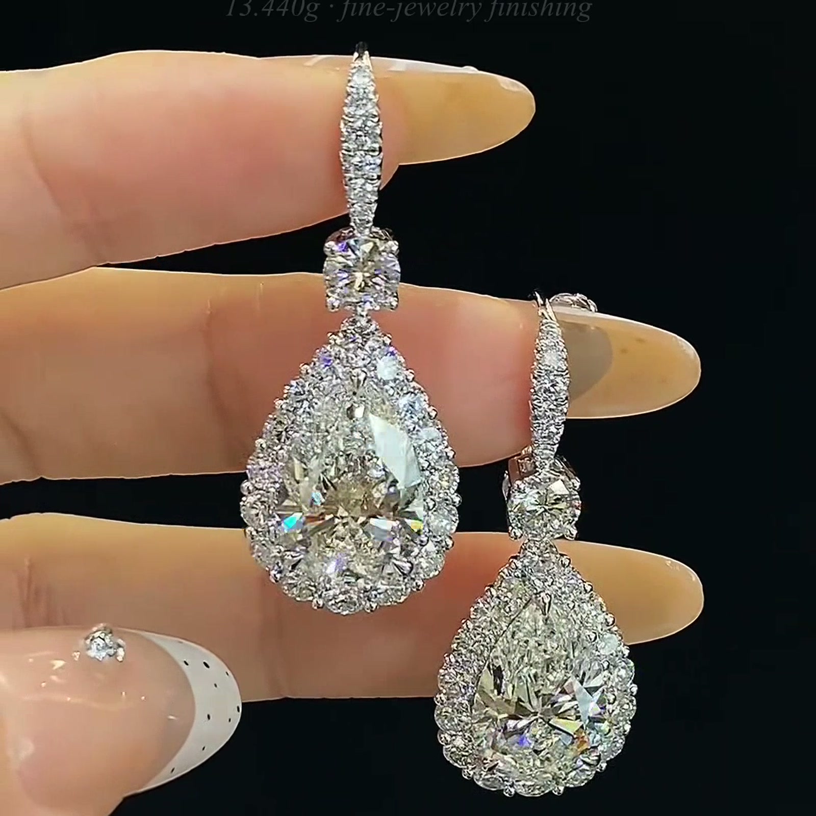 Pear-Cut Lab-Grown Diamond Halo Drop Earrings — product photo 4 of 4