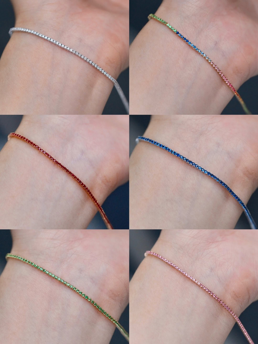 Elodie Ultra-Fine Lab Diamond & Gemstone Tennis Bracelet | 18K Gold — product photo 2 of 6