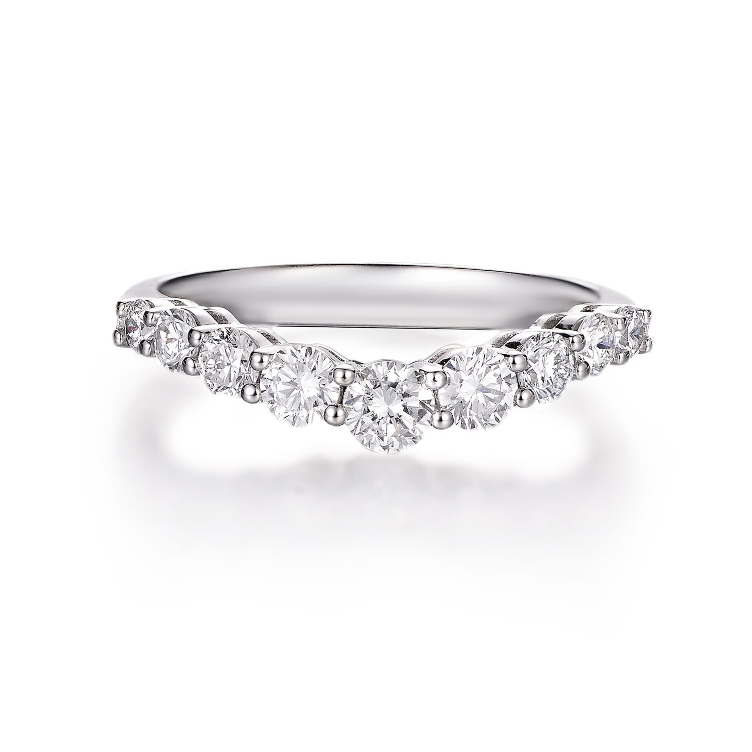V-Shaped Lab Grown Diamond Band Stackable Daily Wedding Ring — product photo 1 of 5