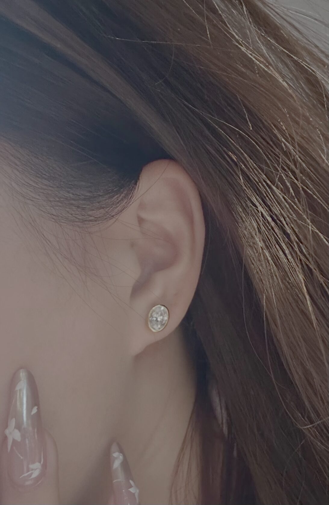 Janice Oval Bezel Lab-Grown Diamond Stud Earrings — product photo 6 of 6