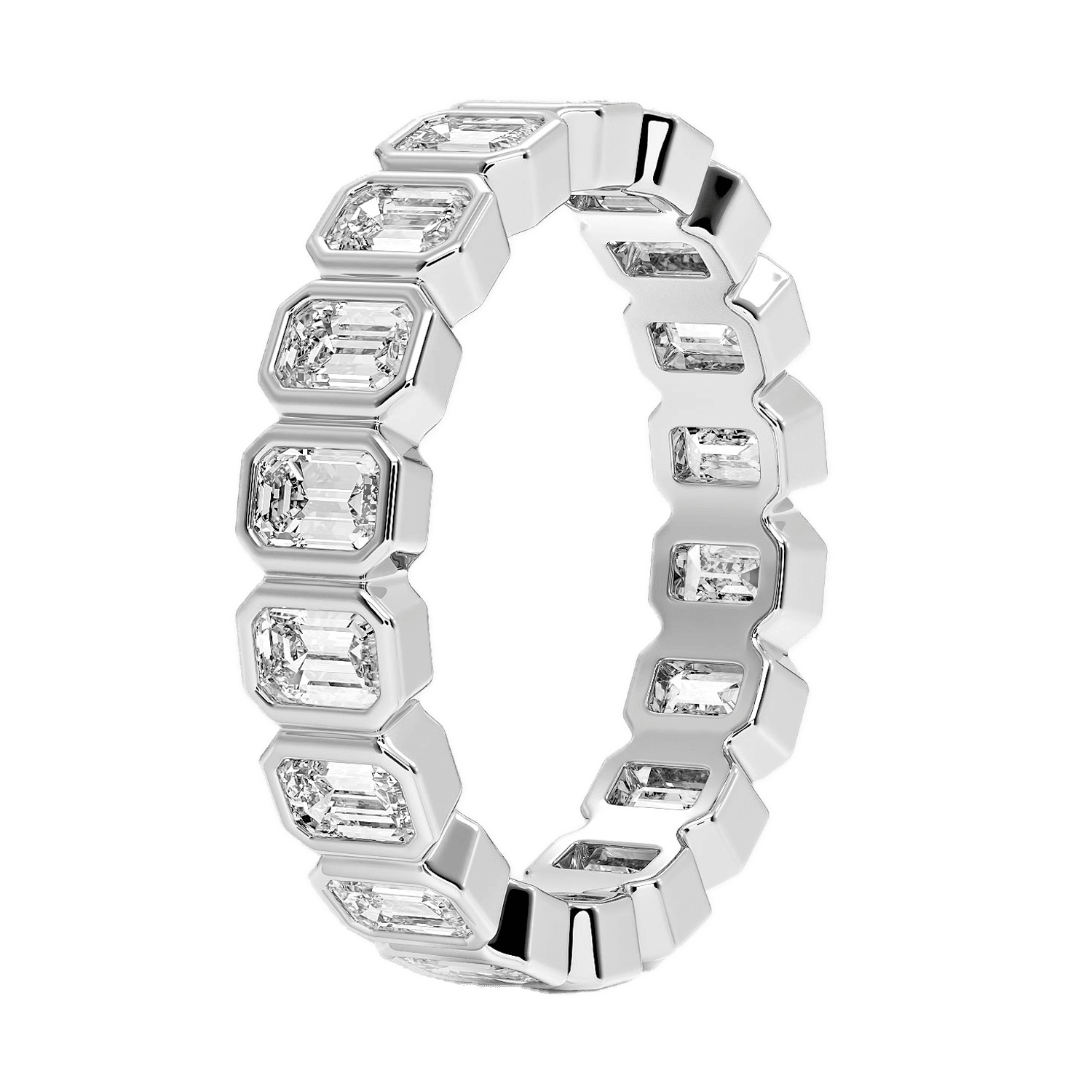 Emerald Cut Bezel Lab Grown Diamond Eternity Band Stackable Wedding Ring — product photo 1 of 5