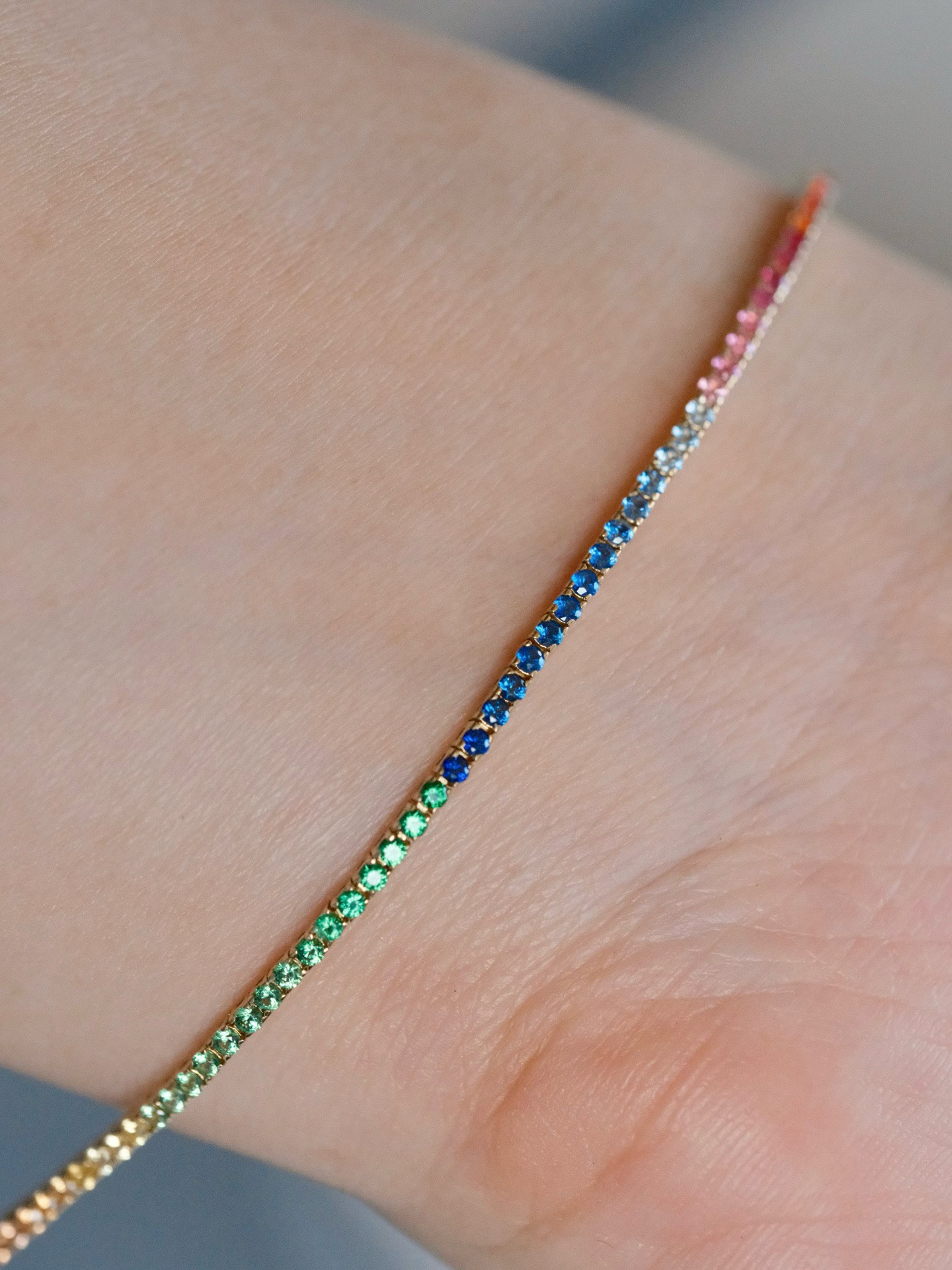 Elodie Ultra-Fine Lab Diamond & Gemstone Tennis Bracelet | 18K Gold — product photo 6 of 6