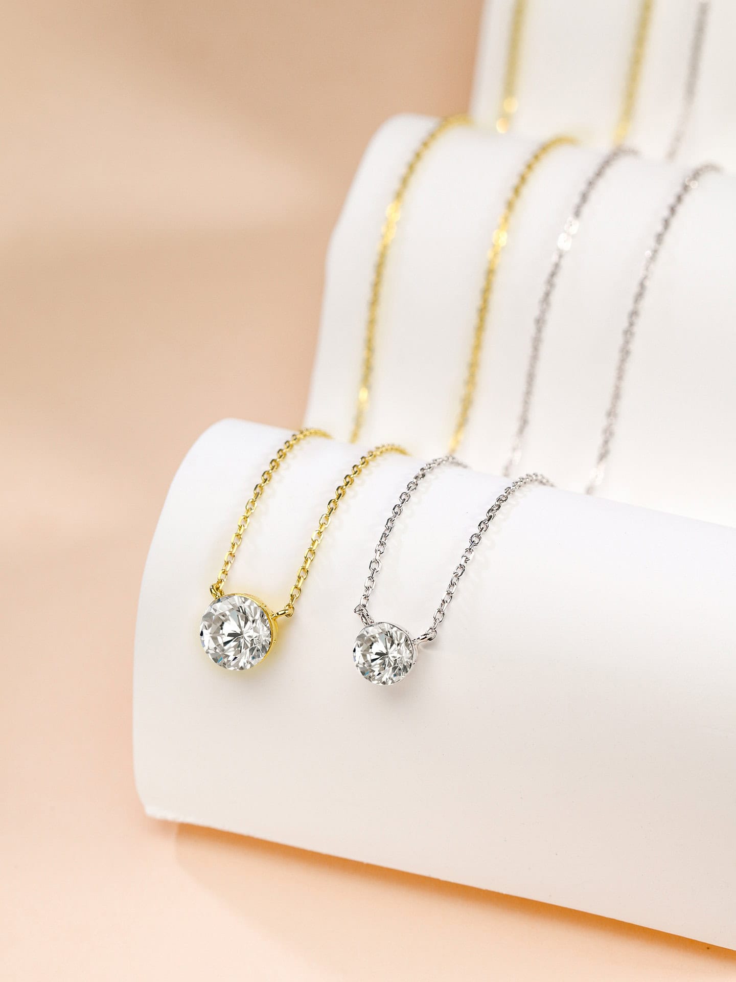 Prongless Floating Diamond Bubble Pendant Necklace Solitaire — product photo 5 of 6