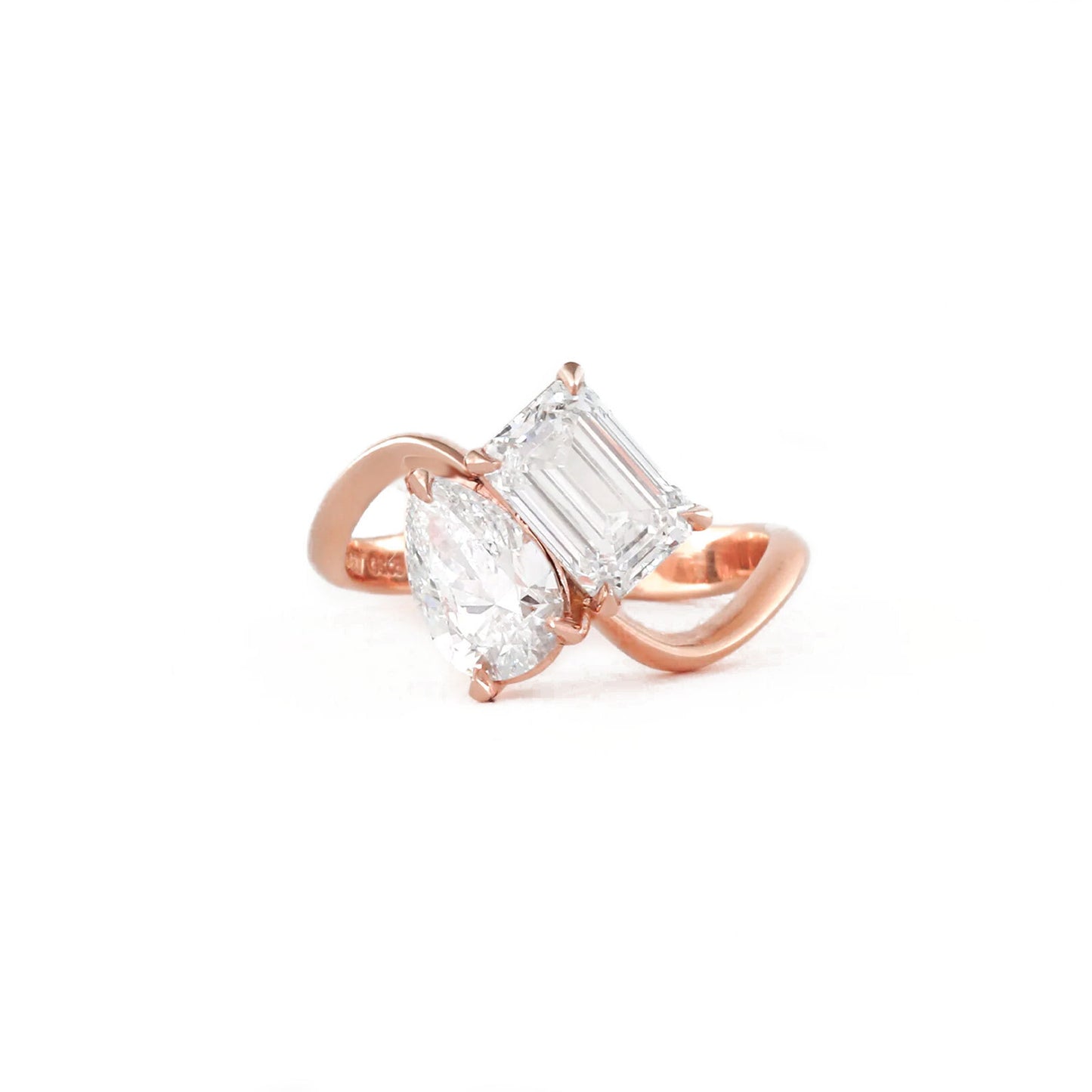 Emerald and Pear Bypass Toi et Moi Lab-Grown Diamond Ring — product photo 6 of 6