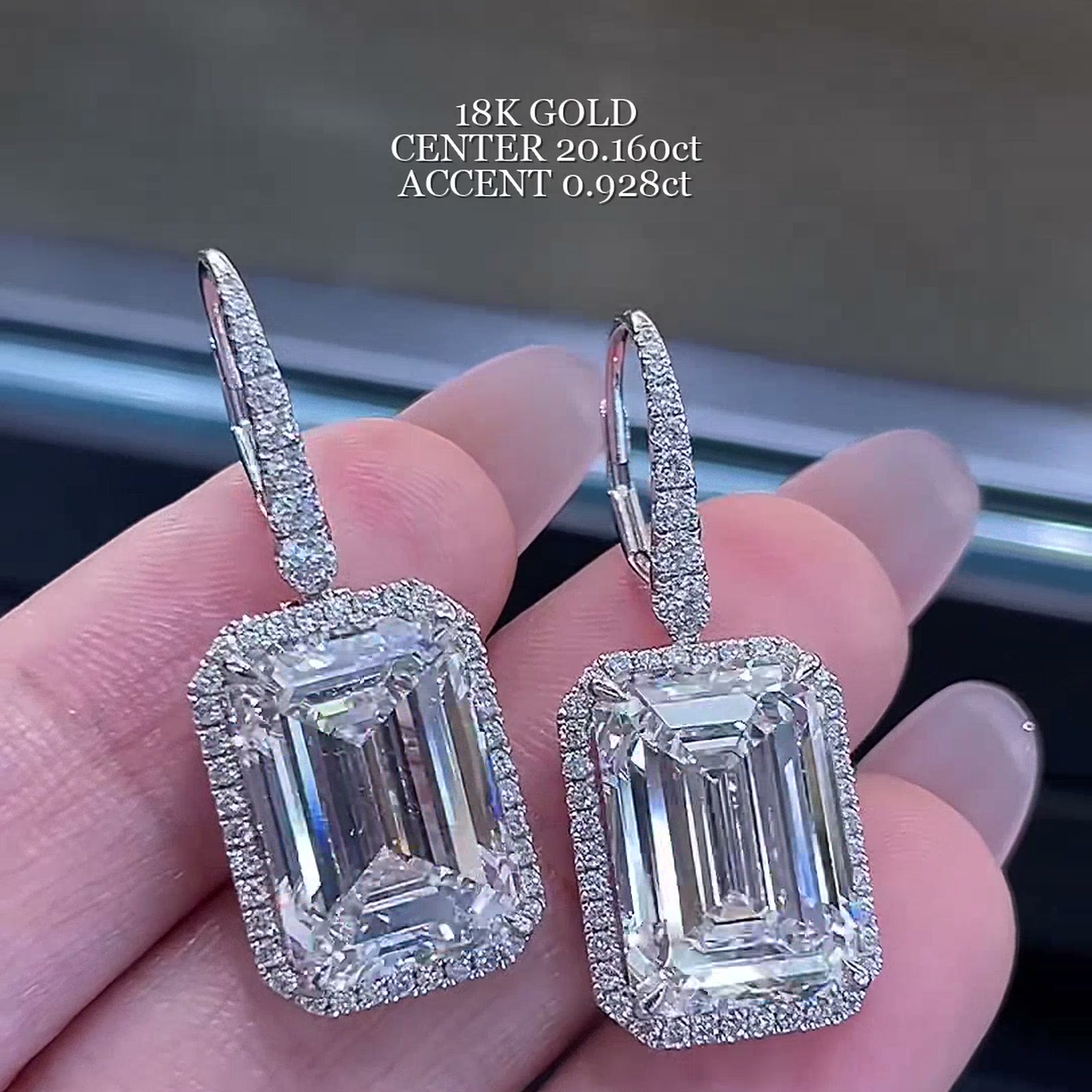 Emerald-Cut Lab-Grown Diamond Drop Earrings — product photo 3 of 4