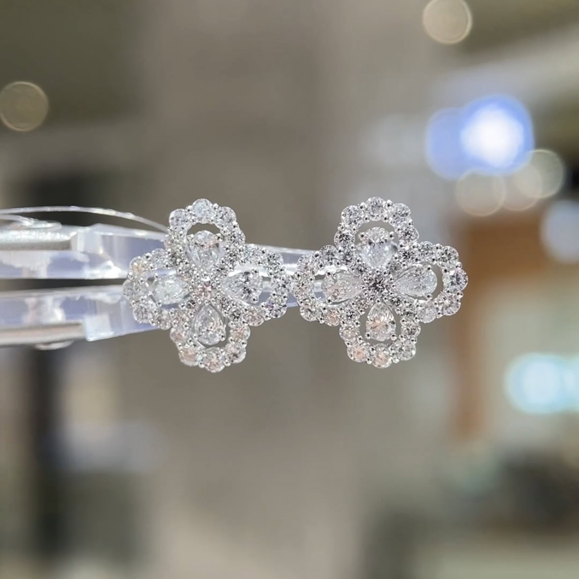 Isadora Four-Petal Lab Diamond Stud Earrings — product photo 3 of 3