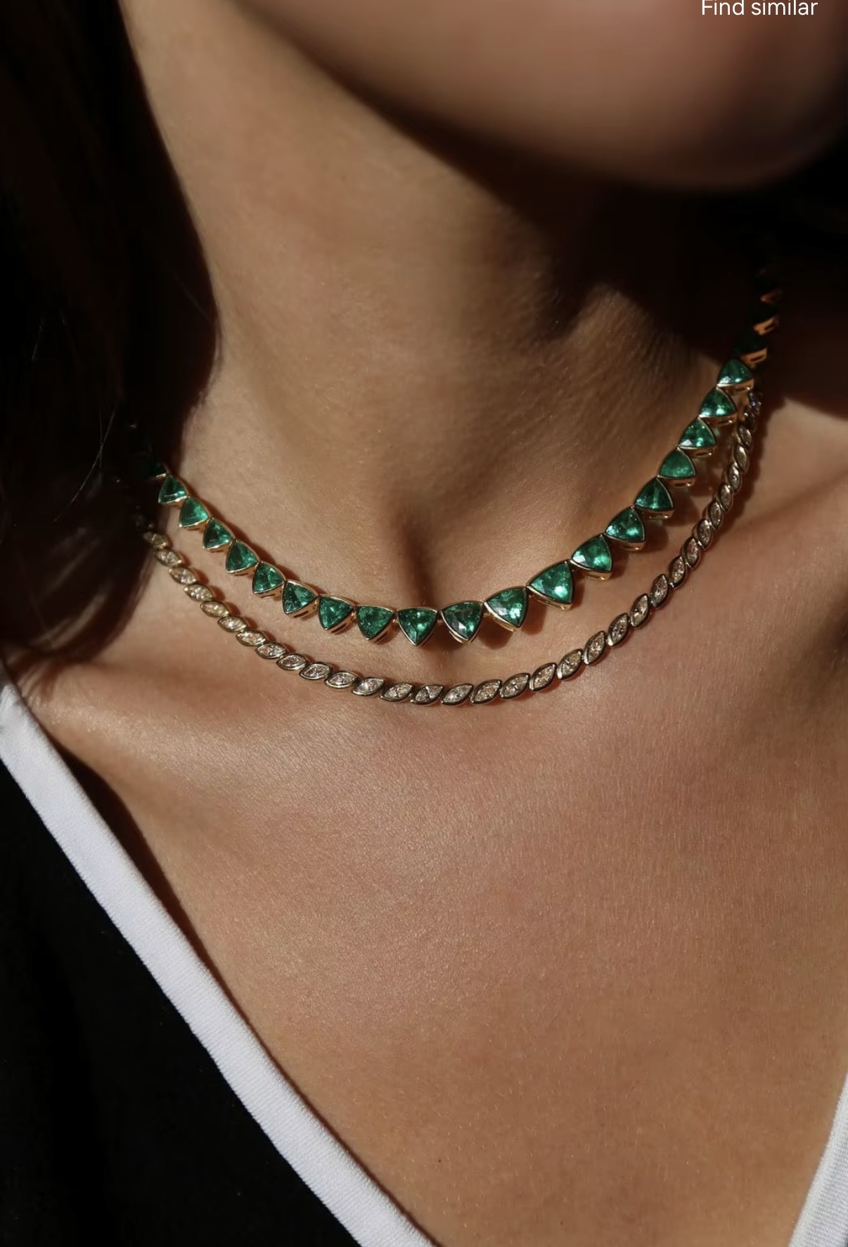 Emerald Trillion & Diamond Necklace
