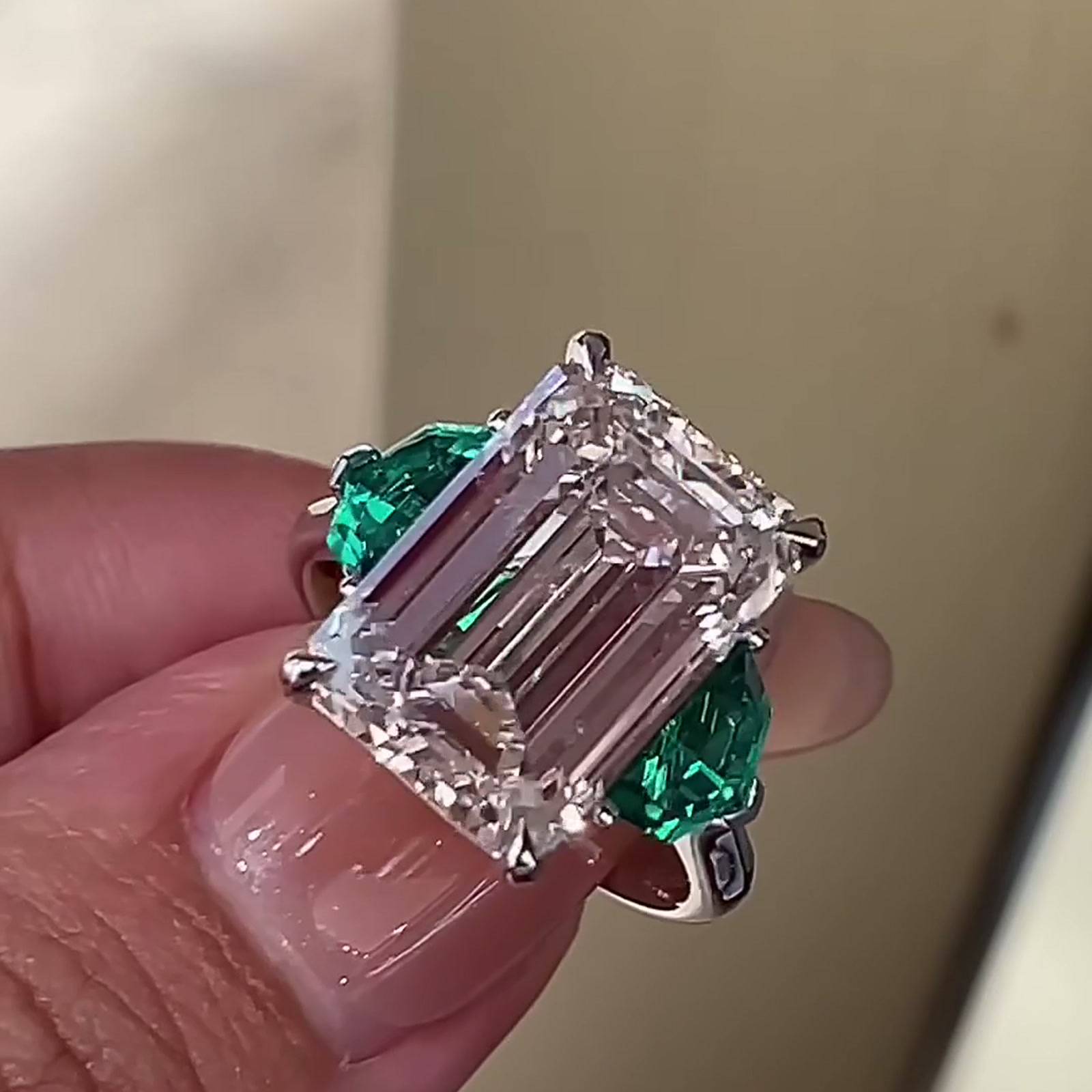Emerald-Cut Lab-Grown Diamond Three-Stone Ring — product photo 1 of 4