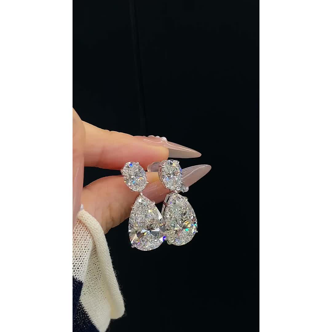 Freya Pear Diamond Drop Earrings — product photo 3 of 4