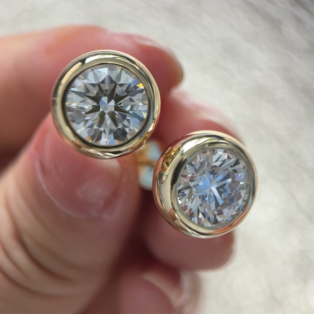 Bellamy Round Bubble Bezel Lab Diamond Stud Earrings — product photo 2 of 6