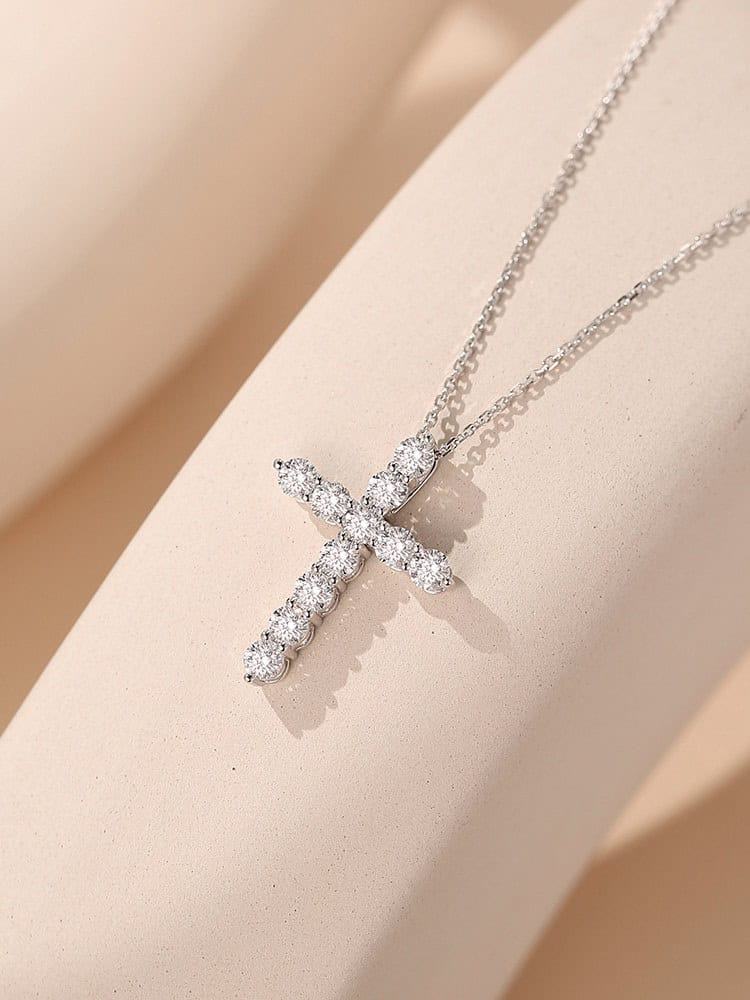 Luxury Cross Diamond Necklace White Gold — product photo 6 of 6