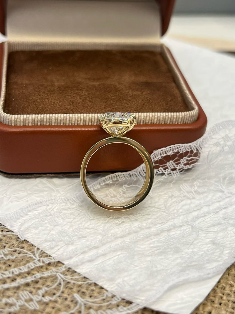 Oval Old Money Style Lab-Grown Diamond Ring | High-Polish Wide Gold Band — product photo 6 of 6