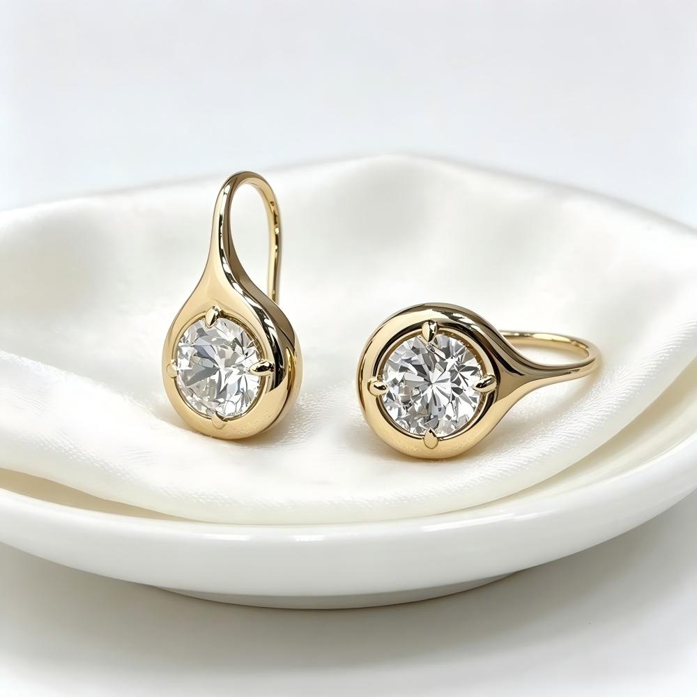 Aurelia 3ct Total Lab-Grown Diamond Drop Earrings | Old Money Bubble Bezel Style — product photo 3 of 6