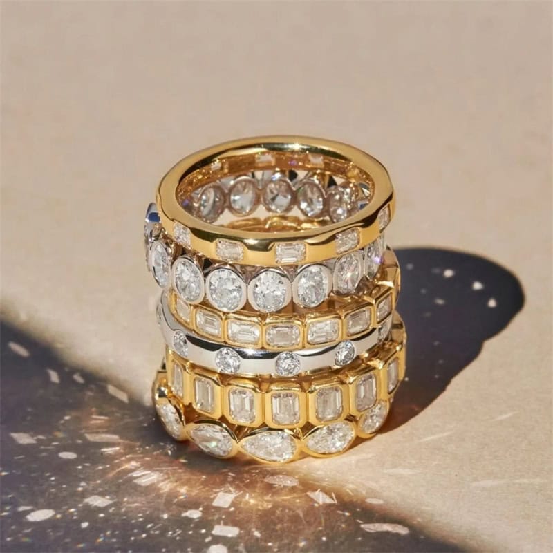 Horizontal Emerald Cut Bezel Lab-Grown Diamond Eternity Band — product photo 2 of 5