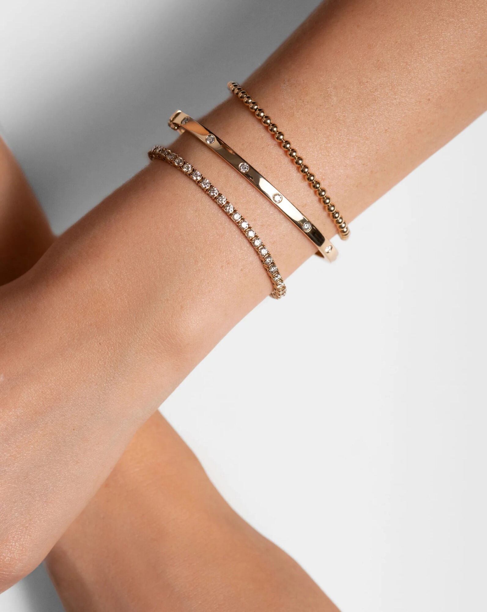 Inlay Lab-Grown Diamond Halfway Around Bangle — product photo 2 of 6