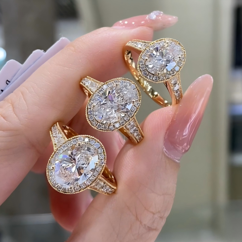 Celestia Vintage Oval Halo Lab Diamond Engagement Ring — product photo 5 of 6