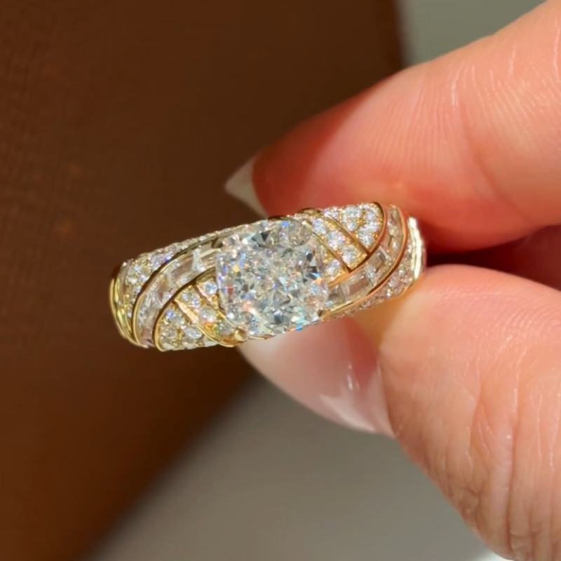Seraphina 1.5ct Cushion Lab Diamond Twisted Wing Ring — product photo 1 of 6