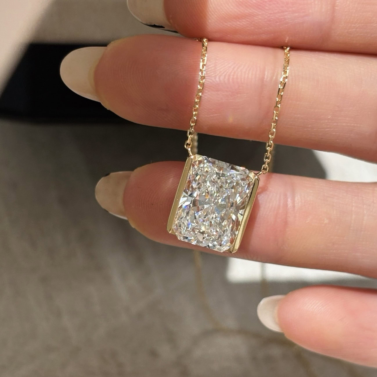 Seraphine Radiant Cut Lab Diamond Pendant Necklace — product photo 6 of 6
