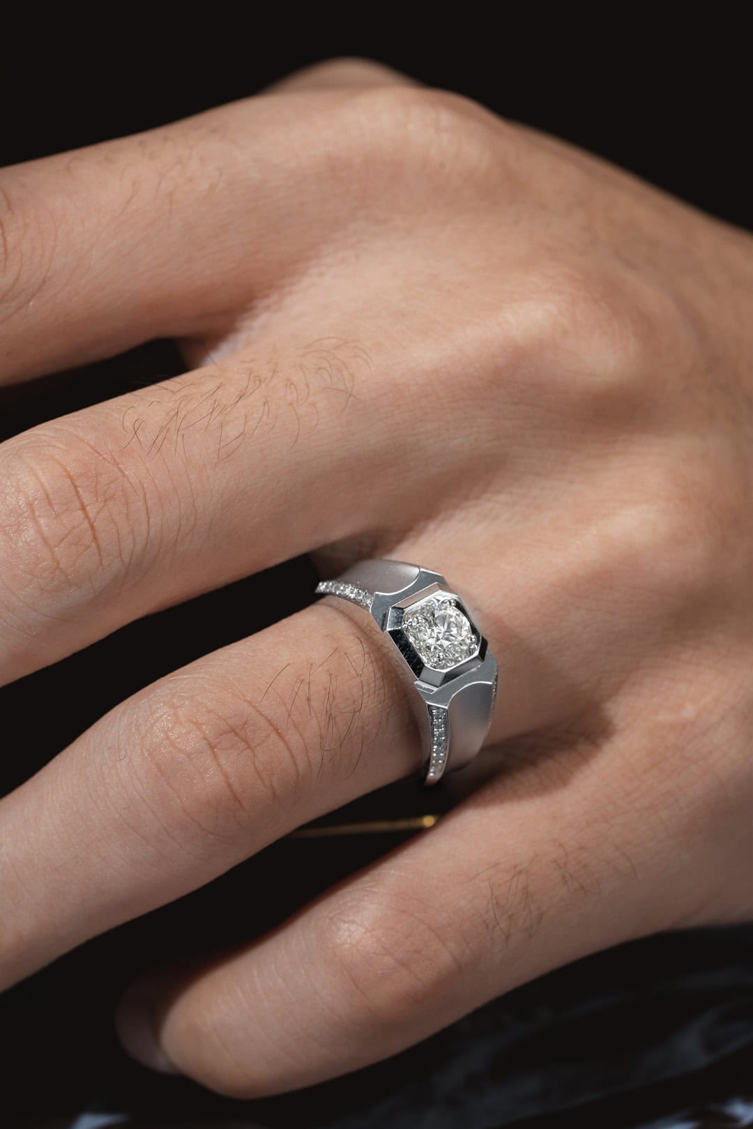 CSS Structured Lab-Grown Diamond Band – Platinum Men’s Diamond Ring — product photo 2 of 6