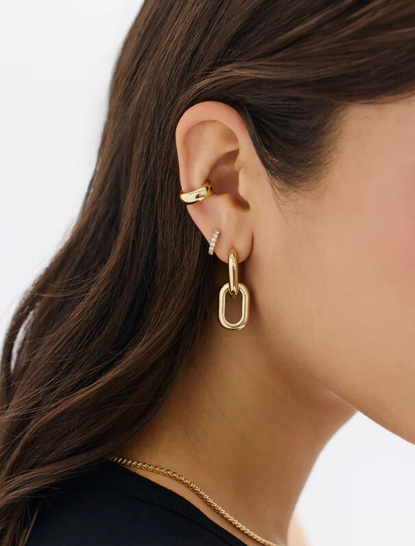 Petite Jumbo Lab-Grown Diamond Huggie Earrings in 14K Gold — product photo 3 of 6