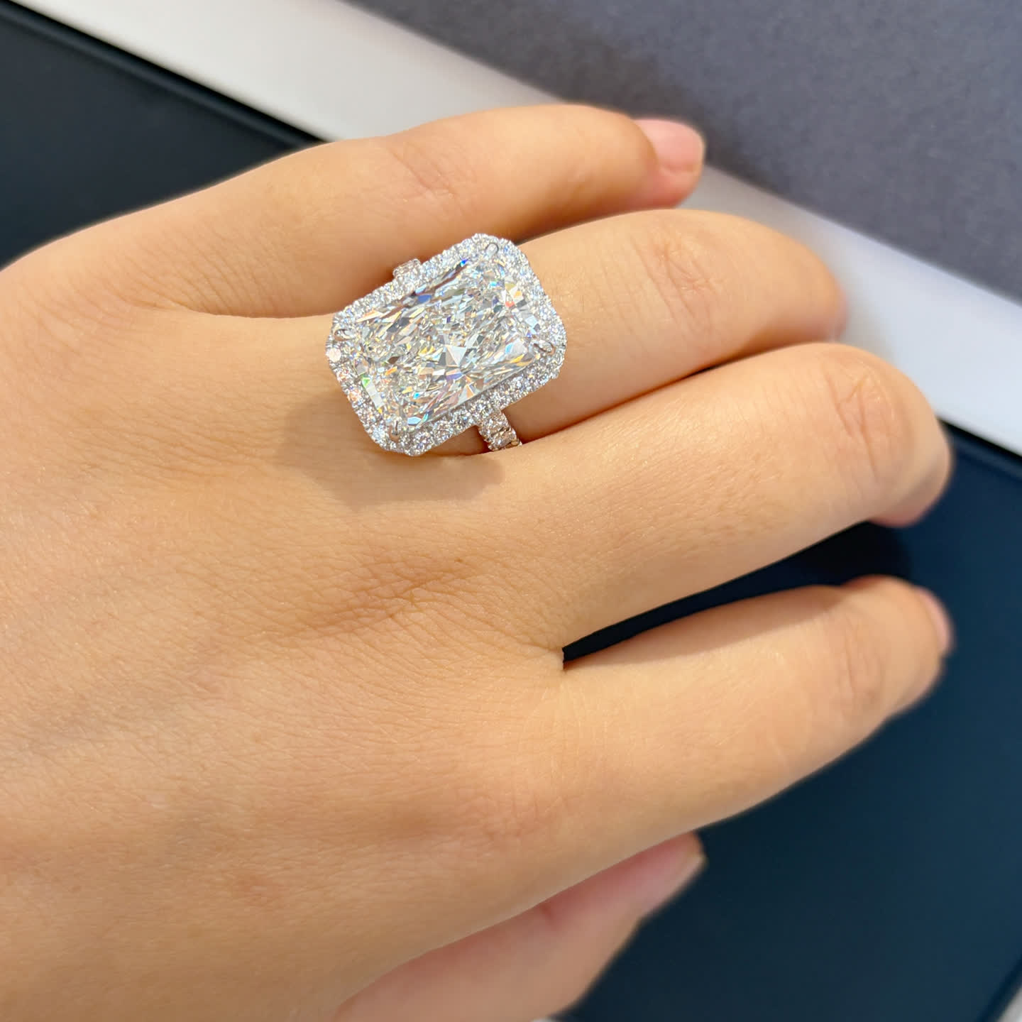 10ct Radiant Halo Diamond Ring — product photo 2 of 4