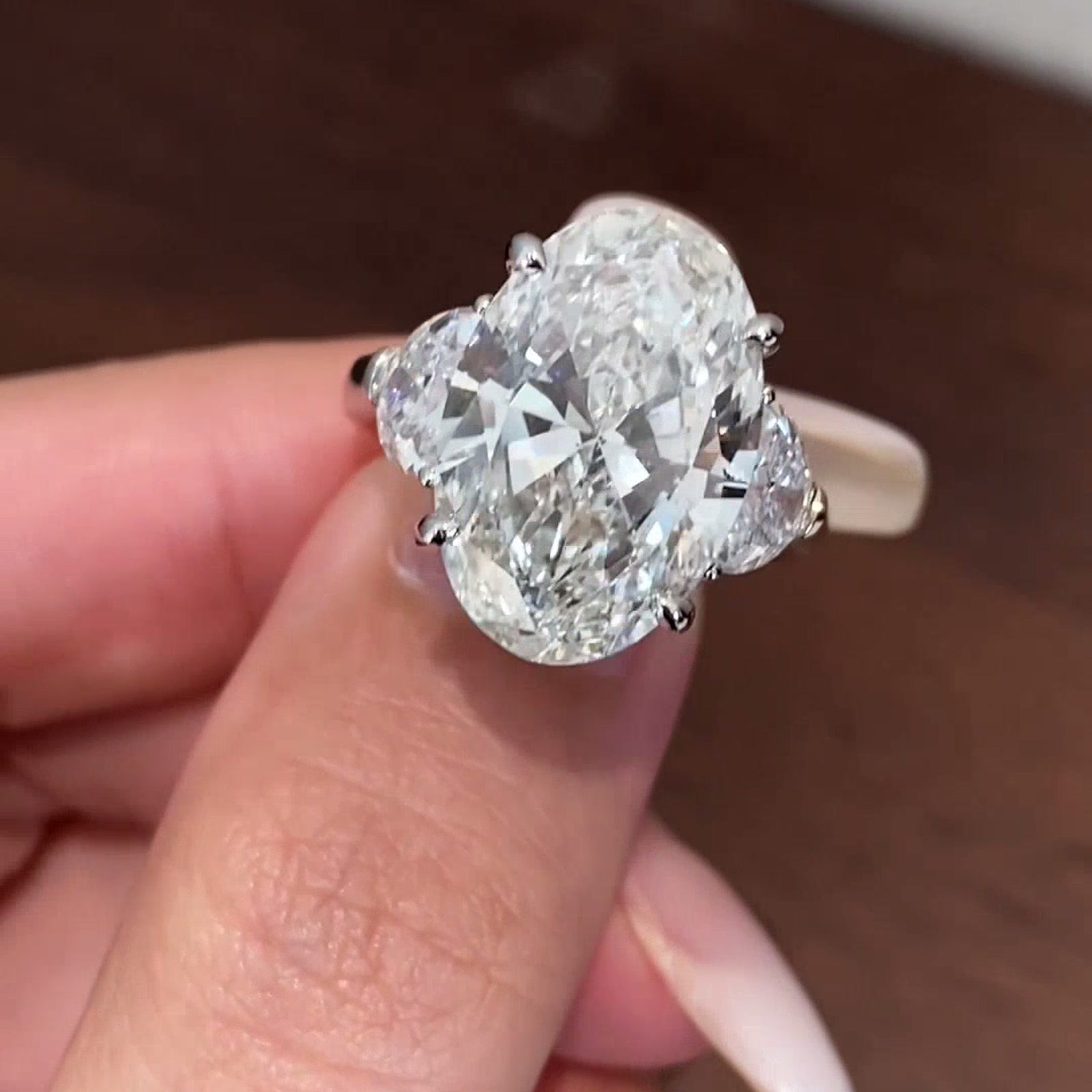 Oval Three-Stone Lab-Grown Diamond Ring — product photo 1 of 4