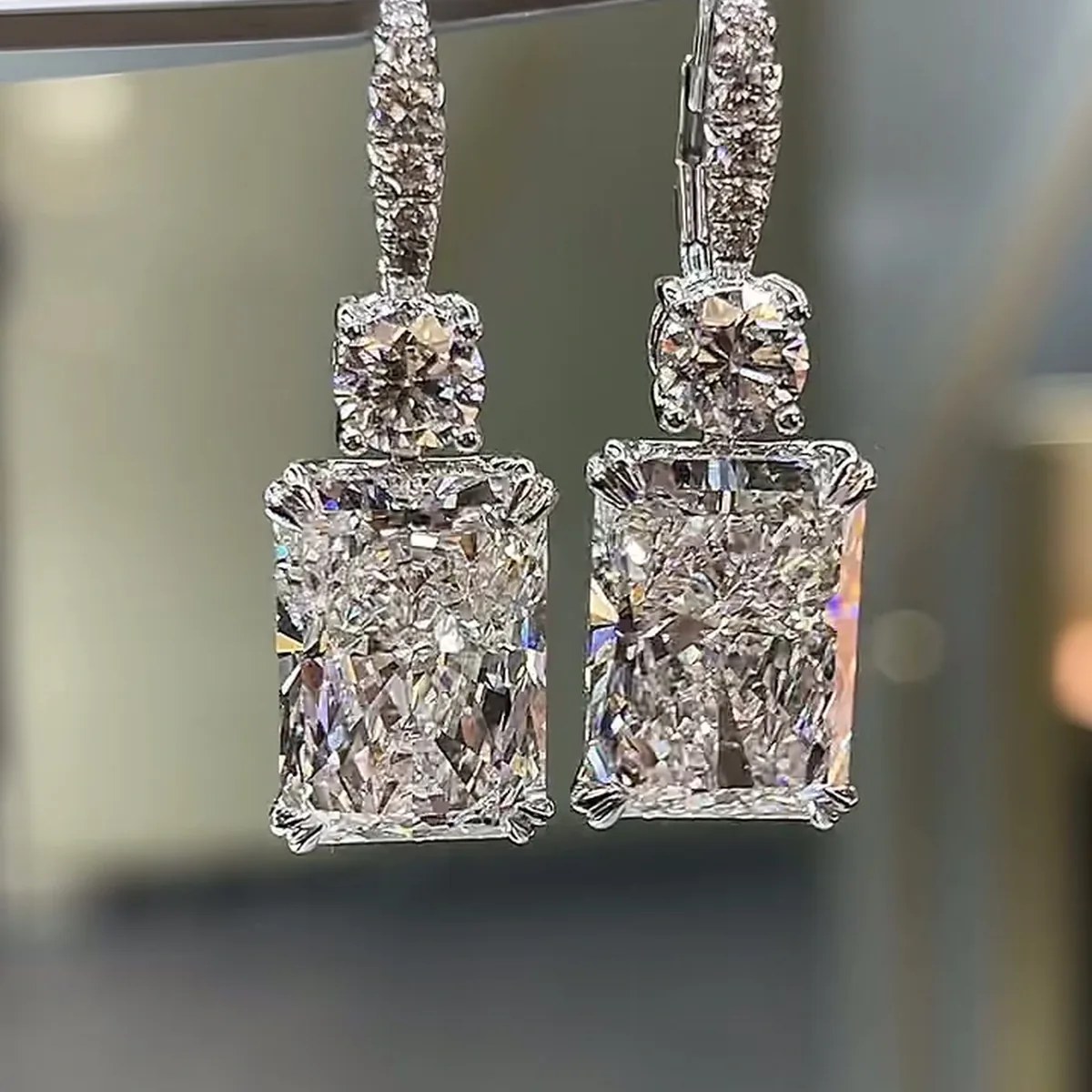 Isolde 18.14ct Radiant Drop Lab-Grown Diamond Earrings — product photo 3 of 4