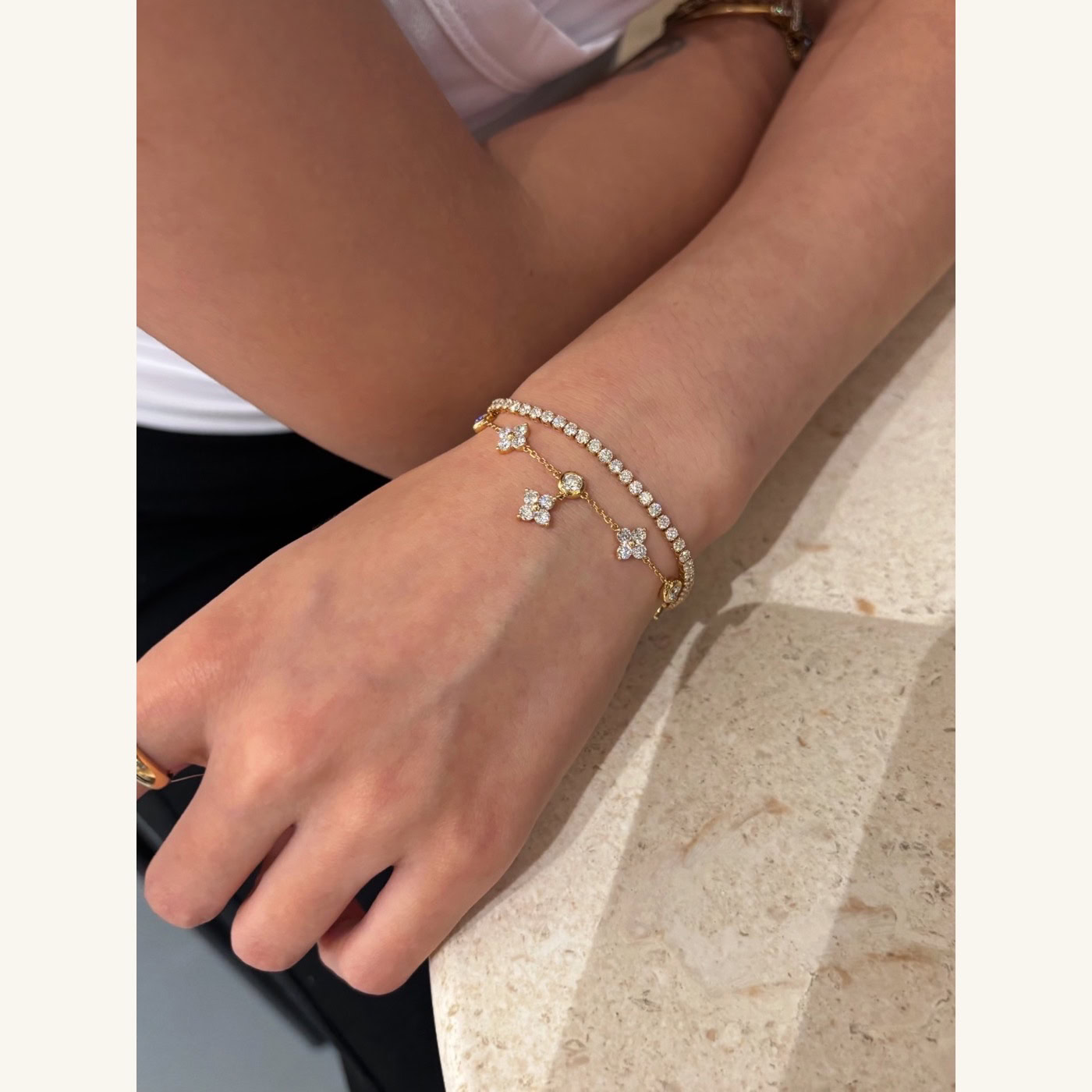 Clovera Clover & Bezel Lab Diamond Station Bracelet in 18K Yellow Gold — product photo 4 of 6